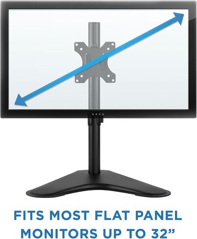 Mount-It! Free Standing Monitor Stand for Desktops | Single Monitor Mount | VESA 75 100 Compatible Displays | Height Adjustable Tilt Swivel Rotating | Fits 21.5 23 24 27 28 29 32 Inch Computer Screen in Saudi Arabia