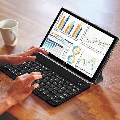 10 Inch Tablet Android 11 Tablets, 2 in 1 Tablet PC with 4+64/128GB Storage Octa-Core, Dual Sim Card Slots Tablet with Keyboard, 13MP Camera, 6000mAh Battery, GPS, Bluetooth, WiFi, Case Included in Saudi Arabia
