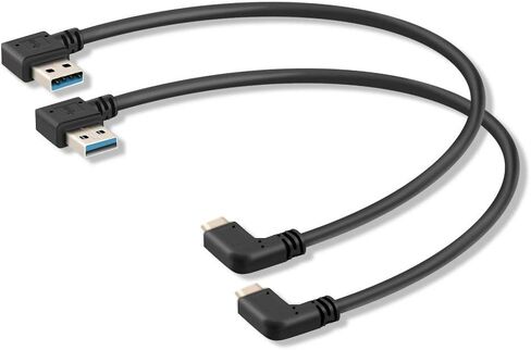Oxsubor USB C 90 Degree Right Angle Cable Extension USB 3.0 Type c Cable Left & Right Angle Male (25CM,9.8IN)(2 Pack) in Kuwait