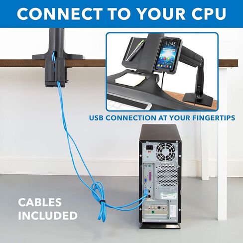 Mount-It! Dual Monitor Sit Stand Workstation with Gas Spring Arm | Height Adjustable Standing Desk Converter | 2 Integrated USB 3.0 Ports | VESA 75 100 | C-Clamp and Grommet Base in Saudi Arabia