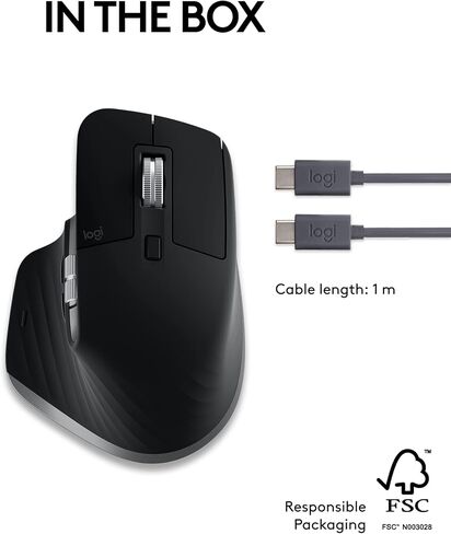 Logitech MX Master 3 – Advanced Wireless Mouse for Mac, Ultrafast Scrolling, Ergonomic Design, 4000 DPI, Customisation, USB-C, Bluetooth, MacBook Pro,Macbook Air,iMac, iPad Compatible - Space Grey in Saudi Arabia