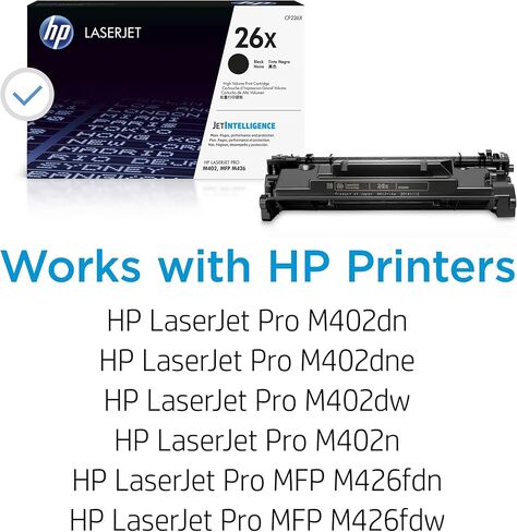 HP 26X Black High-yield Toner Cartridge | Works with HP LaserJet Pro M402 Series, HP LaserJet Pro MFP M426 Series | CF226X in Saudi Arabia