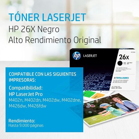 HP 26X Black High-yield Toner Cartridge | Works with HP LaserJet Pro M402 Series, HP LaserJet Pro MFP M426 Series | CF226X in Saudi Arabia