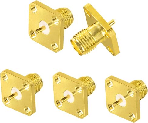 Superbat SMA Connectors SMA Female 4 Holes Panel Chassis Mount Flange Solder Cup Connector SMA Bulkhead Connector 5-Pack in Kuwait