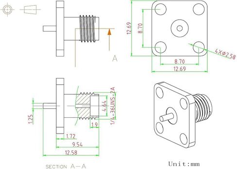Superbat SMA Connectors SMA Female 4 Holes Panel Chassis Mount Flange Solder Cup Connector SMA Bulkhead Connector 5-Pack in Kuwait