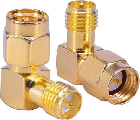 BOOBRIE 2-Pack SMA 90 درجة محول SMA ذكر إلى RP-SMA أنثى موصل الزاوية اليمنى SMA الكوع RF محول محوري لطائرة بدون طيار FPV هوائي واي فاي إشارة معززة راديو مكرر in Saudi Arabia