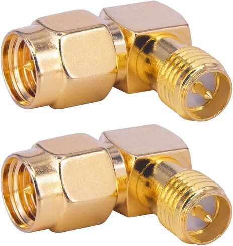 BOOBRIE 2-Pack SMA 90 درجة محول SMA ذكر إلى RP-SMA أنثى موصل الزاوية اليمنى SMA الكوع RF محول محوري لطائرة بدون طيار FPV هوائي واي فاي إشارة معززة راديو مكرر in Saudi Arabia