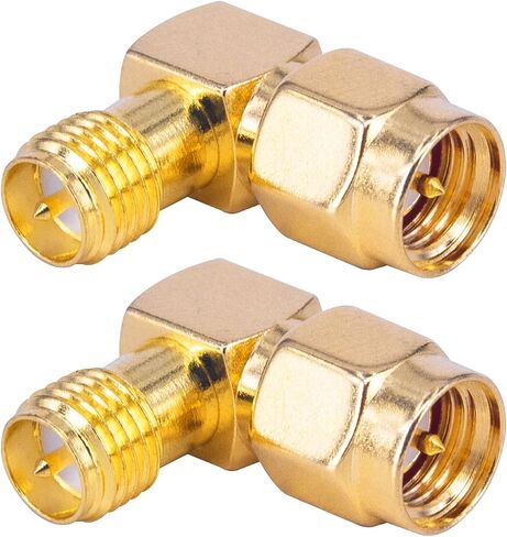 BOOBRIE 2-Pack SMA 90 درجة محول SMA ذكر إلى RP-SMA أنثى موصل الزاوية اليمنى SMA الكوع RF محول محوري لطائرة بدون طيار FPV هوائي واي فاي إشارة معززة راديو مكرر in Saudi Arabia