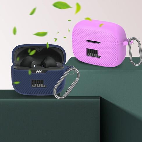 Miimall متوافق مع غطاء حافظة JBL Tune 230NC TWS، [سلسلة مفاتيح مضادة للفقد] حافظة جلدية ناعمة مقاومة للخدش من السيليكون لملحقات حافظة JBL Tune 230NC مع حلقة تسلق (أبيض) in Saudi Arabia