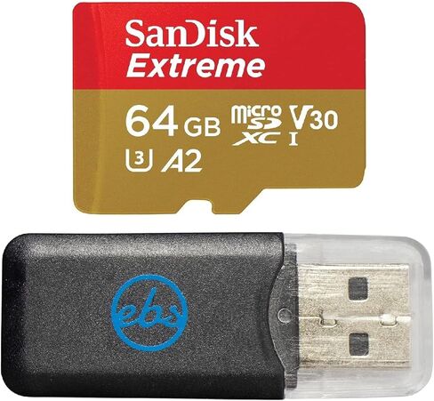 بطاقة ذاكرة مايكرو اس دي اكس سي اكستريم بسعة 64GB من سانديسك تعمل مع موتورولا موتو جي 2022، موتو جي ستايلس 5G 2022، موتو G52 (SDSQXA2-064G-GN6MN) حزمة مع قارئ بطاقة ايفري ثينج بت سترومبولي MicroSD in Saudi Arabia