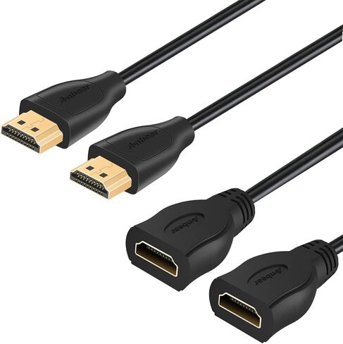 4K HDMI Extension Cable 1FT (2 Pack), High Speed 4K@60HZ HDMI Extender (Male to Female) Compatible for Xbox One S 360, PS5, PS4, Roku TV Stick, Blu Ray Player in Kuwait
