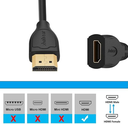 4K HDMI Extension Cable 1FT (2 Pack), High Speed 4K@60HZ HDMI Extender (Male to Female) Compatible for Xbox One S 360, PS5, PS4, Roku TV Stick, Blu Ray Player in Kuwait