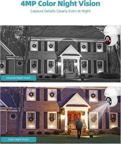 CKK 2pcs 3MP PTZ Camera System, The Wireless Security Cameras Outdoor with Floodlights & Siren, Floodlights & Siren, 2 Way Audio, Color Night Vision, 24/7 Record, Pan Tilt Zoom in Saudi Arabia