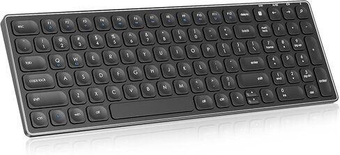 لوحة مفاتيح بلوتوث لاسلكية cimetech، لوحة مفاتيح قابلة لإعادة الشحن من الفولاذ المقاوم للصدأ، لوحة مفاتيح مريحة نحيفة للغاية للكمبيوتر الشخصي الذي يعمل بنظام Windows PC والكمبيوتر المحمول والكمبيوتر المحمول - (معدن أسود) in Kuwait