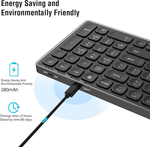 لوحة مفاتيح بلوتوث لاسلكية cimetech، لوحة مفاتيح قابلة لإعادة الشحن من الفولاذ المقاوم للصدأ، لوحة مفاتيح مريحة نحيفة للغاية للكمبيوتر الشخصي الذي يعمل بنظام Windows PC والكمبيوتر المحمول والكمبيوتر المحمول - (معدن أسود) in Kuwait