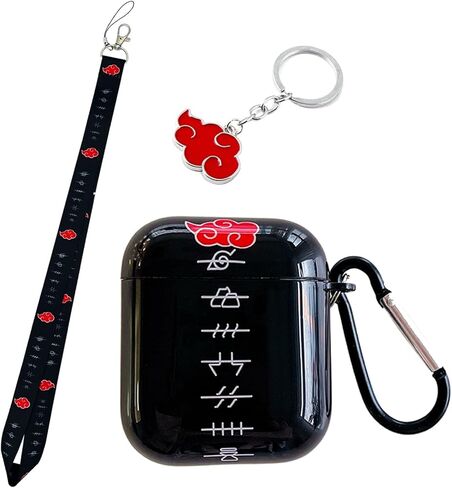 مع غطاء حافظة Airpod بسلسلة مفاتيح باللون الأحمر، جراب Anime Airpod 1/2 شخصي وعملية IMD فريدة من نوعها من مادة TPU الناعمة in Kuwait