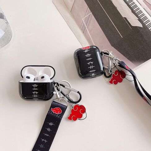 مع غطاء حافظة Airpod بسلسلة مفاتيح باللون الأحمر، جراب Anime Airpod 1/2 شخصي وعملية IMD فريدة من نوعها من مادة TPU الناعمة in Kuwait