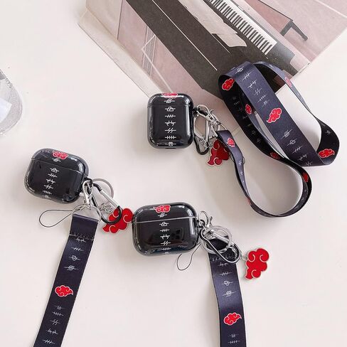 مع غطاء حافظة Airpod بسلسلة مفاتيح باللون الأحمر، جراب Anime Airpod 1/2 شخصي وعملية IMD فريدة من نوعها من مادة TPU الناعمة in Kuwait