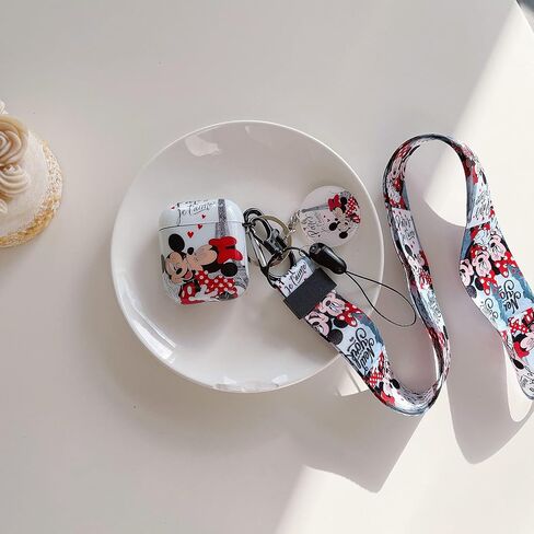 حافظة AirPod فاخرة مع سلسلة مفاتيح ميكي وميني، تصميم قبلة الرسوم المتحركة الشخصية وعملية IMD فريدة من نوعها من مادة TPU الناعمة AirPod 1&2 in Kuwait