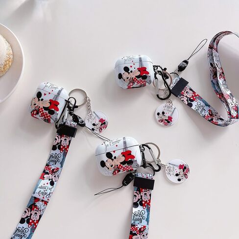 حافظة AirPod فاخرة مع سلسلة مفاتيح ميكي وميني، تصميم قبلة الرسوم المتحركة الشخصية وعملية IMD فريدة من نوعها من مادة TPU الناعمة AirPod 1&2 in Kuwait