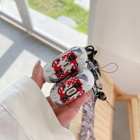 حافظة AirPod فاخرة مع سلسلة مفاتيح ميكي وميني، تصميم قبلة الرسوم المتحركة الشخصية وعملية IMD فريدة من نوعها من مادة TPU الناعمة AirPod 1&2 in Kuwait