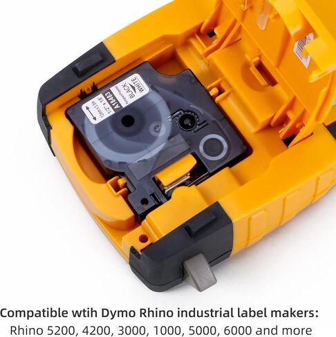 Replace for Dymo Rhino 4200 5200 Label Tape 18483 Industrial Permanent Polyester Labels 1/2" Work with DYMO Labelwriter and Rhino 4200 5200 5000 6000 6500 Label Maker, Black on White, 18 Feet, 6-Pack in Kuwait