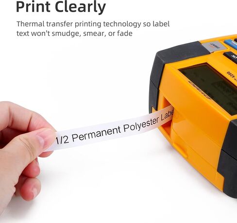 Replace for Dymo Rhino 4200 5200 Label Tape 18483 Industrial Permanent Polyester Labels 1/2" Work with DYMO Labelwriter and Rhino 4200 5200 5000 6000 6500 Label Maker, Black on White, 18 Feet, 6-Pack in Kuwait