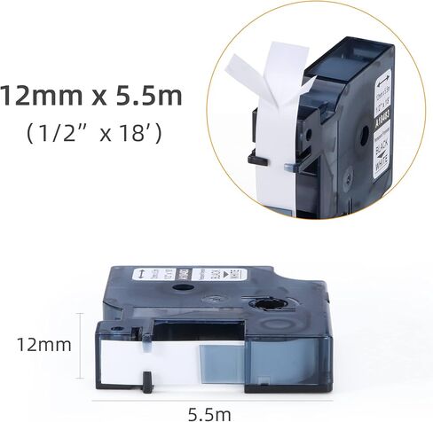 Replace for Dymo Rhino 4200 5200 Label Tape 18483 Industrial Permanent Polyester Labels 1/2" Work with DYMO Labelwriter and Rhino 4200 5200 5000 6000 6500 Label Maker, Black on White, 18 Feet, 6-Pack in Kuwait