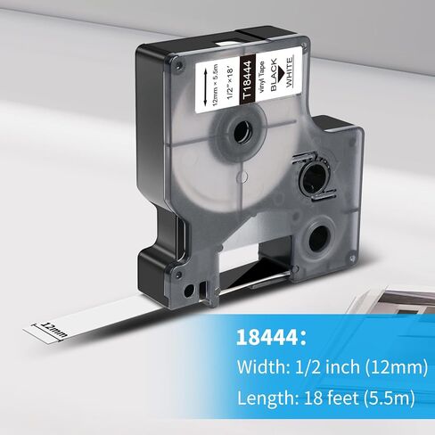 Topcolor 3-Pack متوافق مع شريط الملصقات الصناعية لرينو 18444 شريط ملصقات الفينيل الدائم 12 مم أسود على أبيض لرينو 4200 5200 5000 6000 صانع الملصقات، 1/2 بوصة × 18 قدم in Kuwait