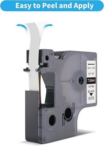 Topcolor 3-Pack متوافق مع شريط الملصقات الصناعية لرينو 18444 شريط ملصقات الفينيل الدائم 12 مم أسود على أبيض لرينو 4200 5200 5000 6000 صانع الملصقات، 1/2 بوصة × 18 قدم in Kuwait