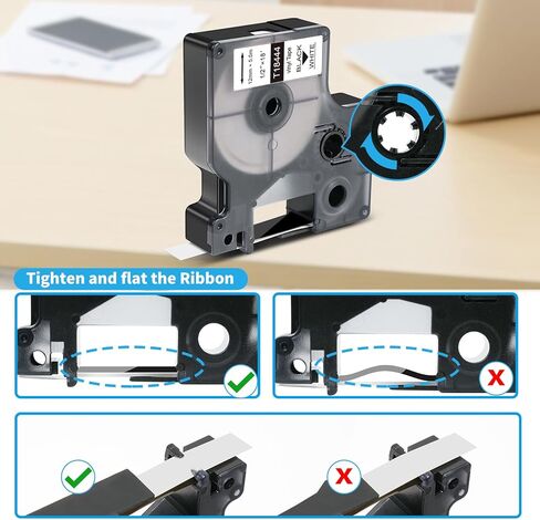 Topcolor 3-Pack متوافق مع شريط الملصقات الصناعية لرينو 18444 شريط ملصقات الفينيل الدائم 12 مم أسود على أبيض لرينو 4200 5200 5000 6000 صانع الملصقات، 1/2 بوصة × 18 قدم in Kuwait