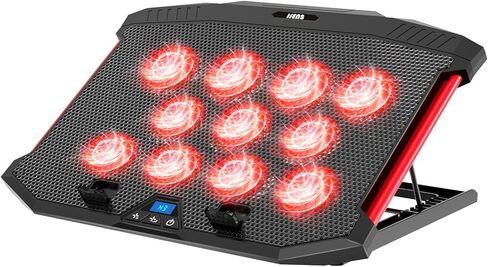 LIENS Laptop Cooling Pad, Laptop Cooler with 11 Quiet Fans for 12-17 Inch Notebook Gaming Fan Stable Stand, 8 Height & Wind Speed Adjustable, 2 USB Port (Black) in Kuwait