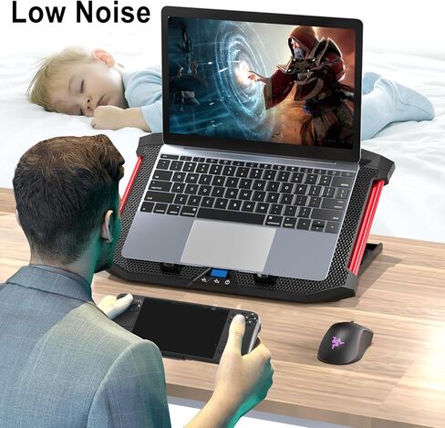 LIENS Laptop Cooling Pad, Laptop Cooler with 11 Quiet Fans for 12-17 Inch Notebook Gaming Fan Stable Stand, 8 Height & Wind Speed Adjustable, 2 USB Port (Black) in Kuwait