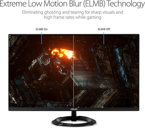 شاشة الألعاب ASUS مقاس 27 بوصة بدقة 1080 بكسل (VZ279QG1R) - دقة عالية كاملة، IPS، 75 هرتز، 1 مللي ثانية، ضبابية الحركة المنخفضة للغاية، FreeSync، العناية بالعين، منفذ DisplayPort، HDMI، قابلة للإمالة، نحيفة للغاية، أسود in Kuwait