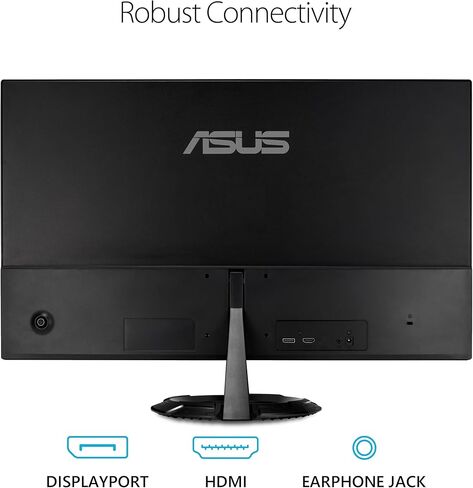 شاشة الألعاب ASUS مقاس 27 بوصة بدقة 1080 بكسل (VZ279QG1R) - دقة عالية كاملة، IPS، 75 هرتز، 1 مللي ثانية، ضبابية الحركة المنخفضة للغاية، FreeSync، العناية بالعين، منفذ DisplayPort، HDMI، قابلة للإمالة، نحيفة للغاية، أسود in Kuwait