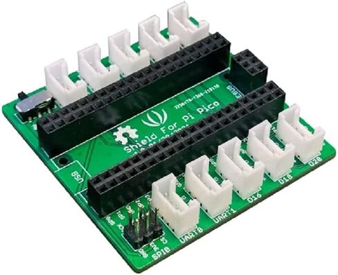 Grove Shield for Pi Pico v1.0، هو درع للتوصيل والتشغيل لـ Raspberry Pi Pico، مع 2 × I2C ، 2 × UART ، 3 × رقمي ، 3 × تناظري ، SPI ، SWD Debug واجهة in Kuwait