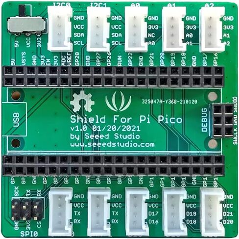 Grove Shield for Pi Pico v1.0، هو درع للتوصيل والتشغيل لـ Raspberry Pi Pico، مع 2 × I2C ، 2 × UART ، 3 × رقمي ، 3 × تناظري ، SPI ، SWD Debug واجهة in Kuwait