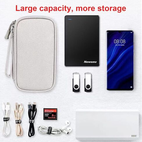 Agirlvct Electronic Organizer,Portable Cable Organizer Pouch,Small Travel Phone Cord Bag,Carry Case Waterproof All-in-One Storage Tech Bag for Chargers Telephone Earphone USB Adapter Hard Drive(Grey) in Kuwait