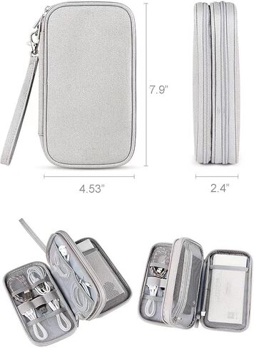 Agirlvct Electronic Organizer,Portable Cable Organizer Pouch,Small Travel Phone Cord Bag,Carry Case Waterproof All-in-One Storage Tech Bag for Chargers Telephone Earphone USB Adapter Hard Drive(Grey) in Kuwait