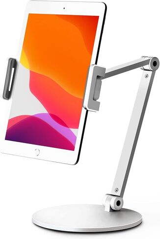 حامل مكتب للكمبيوتر اللوحي MagicHold من الألومنيوم بذراع طويل متوافق مع iPhone/iPad/iPad Mini/iPad Pro 12.9 بوصة/ أي هاتف/أجهزة لوحية/قارئ كتب إلكترونية 4-13 بوصة، دوران 360 درجة للمنزل والمكتب والمطبخ (أسود) in Kuwait