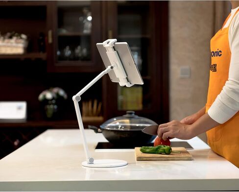 حامل مكتب للكمبيوتر اللوحي MagicHold من الألومنيوم بذراع طويل متوافق مع iPhone/iPad/iPad Mini/iPad Pro 12.9 بوصة/ أي هاتف/أجهزة لوحية/قارئ كتب إلكترونية 4-13 بوصة، دوران 360 درجة للمنزل والمكتب والمطبخ (أسود) in Kuwait