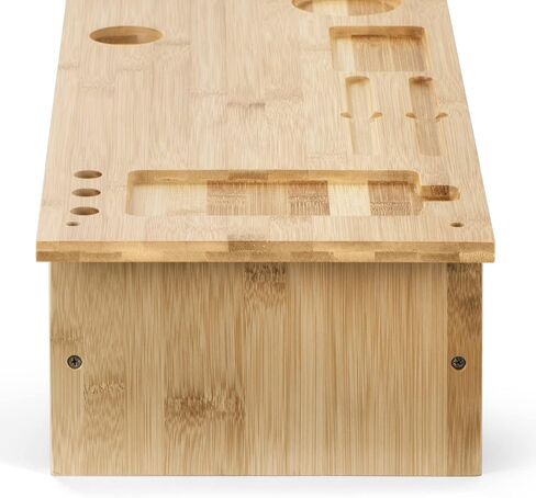 Monitor Stand Riser Desk Organizer-Bamboo 2 Tier Laptop Stand With Drawers, Adjustable Desktop Storage Organizer For Computer, Printer, Cellphone-Use In Office,Home /Reduce Neck &Eye Strain(Basic) in Kuwait