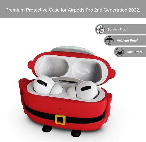 حافظة OCING Christmas Santa Claus Airpods Pro الجيل الثاني، متوافقة مع AirPods Pro 2nd/1st (2022/2019)، تدعم الشحن اللاسلكي. in Kuwait