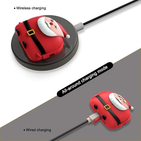حافظة OCING Christmas Santa Claus Airpods Pro الجيل الثاني، متوافقة مع AirPods Pro 2nd/1st (2022/2019)، تدعم الشحن اللاسلكي. in Kuwait