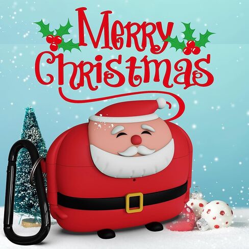 حافظة OCING Christmas Santa Claus Airpods Pro الجيل الثاني، متوافقة مع AirPods Pro 2nd/1st (2022/2019)، تدعم الشحن اللاسلكي. in Kuwait