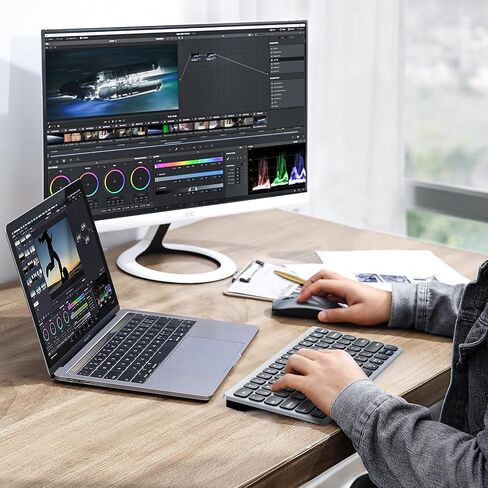 لوحة مفاتيح بلوتوث متعددة الأجهزة Kwumsy KS01، تعمل مع سطح المكتب/الكمبيوتر المحمول/الهاتف الذكي/iPad/iPhone/Apple TV، متوافقة مع أنظمة Windows/Mac/Chrome OS/Android in Kuwait