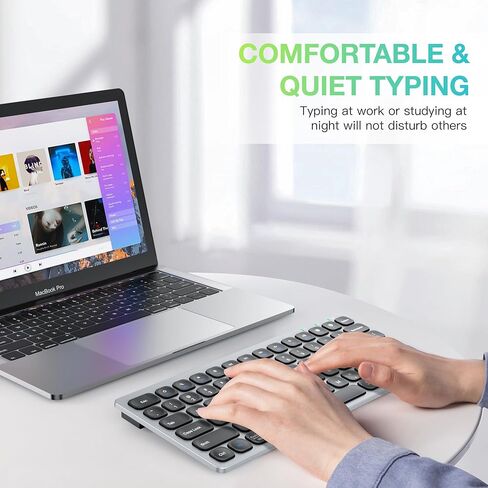 لوحة مفاتيح بلوتوث متعددة الأجهزة Kwumsy KS01، تعمل مع سطح المكتب/الكمبيوتر المحمول/الهاتف الذكي/iPad/iPhone/Apple TV، متوافقة مع أنظمة Windows/Mac/Chrome OS/Android in Kuwait