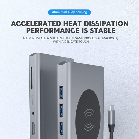 قاعدة شحن USB C 13 في 1 محول دونجل متعدد المنافذ مع 5 منافذ USB HDMI VGA RJ45 SD/TF صوت لماك بوك لينوفو ديل اتش بي سيرفس لاب توب in Kuwait