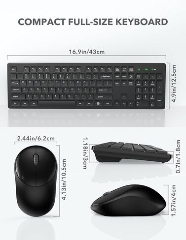 لوحة مفاتيح وماوس لاسلكية SABLUTE، مجموعة ماوس ولوحة مفاتيح لاسلكية كاملة الحجم، مجموعة ماوس لوحة مفاتيح لاسلكية USB 2.4 جيجا هرتز لأجهزة الكمبيوتر المكتبية وأجهزة الكمبيوتر المحمولة والنوافذ (أسود) in Kuwait