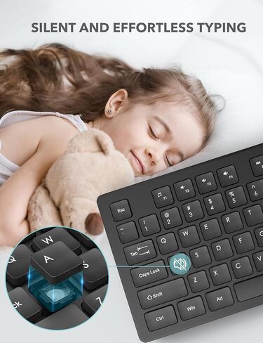 لوحة مفاتيح وماوس لاسلكية SABLUTE، مجموعة ماوس ولوحة مفاتيح لاسلكية كاملة الحجم، مجموعة ماوس لوحة مفاتيح لاسلكية USB 2.4 جيجا هرتز لأجهزة الكمبيوتر المكتبية وأجهزة الكمبيوتر المحمولة والنوافذ (أسود) in Kuwait